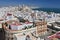 View from Torre Tavira tower to Cadiz Cathedral, also New Cathedral, Costa de la Luz, Andalusia, Spain