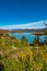 View of Torres del Paine National Park and its lagoon with icebergs, Patagonia, Chile