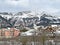 View of the tourist resort and subalpine settlement Amden on the slopes of the Mattstogg mountain range - Canton of St. Gallen