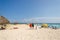 View of Tourists enjoying Baby beach on Aruba