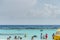 View of Tourists enjoying Baby beach on Aruba