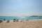 View of Tourists enjoying Baby beach on Aruba