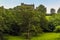 A view toward the castle overlooking the village of Llansteffan, Wales