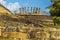 A view towards the ancient ruins of Medirigiriya Vatadage in Sri Lanka