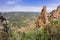 View towards Bear Gulch visitor area from the High Peaks trail, Pinnacles National Park, California