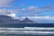 View towards Cape Town and Table Mountain from Bloubergstrand