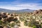 View towards Cottonwood Visitor Center and the campground from the trail, Joshua Tree National Park, California