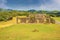 A view towards the fortress ruins at the Blockhouse viewpoint along the coast in Antigua