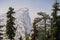 View towards Half Dome on a day with smoke covering the landscape; Yosemite National Park