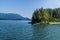 A view towards an islet in Auke Bay on the outskirts of Juneau, Alaska