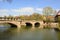 View towards Maxbrucke bridge across Pegnitz river in Nuremberg