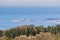 View towards the Pacific Ocean and Pillar Point Harbor from Purisima Creek Redwoods Park on a clear day, California