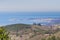 View towards the Pacific Ocean and Pillar Point Harbor from Purisima Creek Redwoods Park on a clear day; Farallon Islands visible