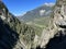 View towards the picturesque valley of the river Albula or Alvra from the canyon of the alpine stream Schaftobelbach