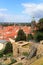 View towards Pirna cityscape with St. Marys Church from Sonnenstein castle