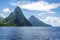 A view towards the Pitons in St Lucia in the morning