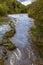 A view towards rapids on the river Teifi at Cenarth, Wales