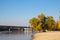 View towards the right bank of Dnieper river From Dniprovska Embankment, Kyiv