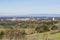 View towards Stanford campus and Hoover tower, Palo Alto and Silicon Valley from the Stanford dish hills, California