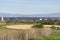 View towards Stanford campus and Hoover tower, Palo Alto and Silicon Valley from the Stanford dish hills; a water closed reservoir