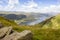 View towards Thirlmere from Helvellyn, Lake DIstrict, England Uk