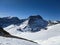 View towards todi, piz russein from the gemsfairenjoch. Ski tour in the Swiss mountains. mountaineering in winte. skimo