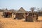 A view towards traditional Himba tribe dwellings in Namibia