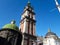 View on the tower of Assumption Church in Lviv on the blue clean sky background .  6.10.2019 - Lviv, Ukraine