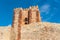 View of the tower Castillo de Molina de Aragon in Guadalajara province, Spain. Copy space for text.