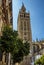 A view of the tower of the cathedral of St Mary in Seville, Spain