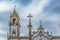 View of a tower at the Church of Mercy, baroque style monument