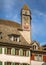 View of the tower clock in the Rapperswil castle