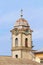 View of tower with clock of Saint Anna`s roman catholic church