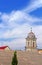 View of tower with clock of Saint Anna`s roman catholic church