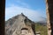 View from the tower of Genoese Fortress to the wall and mountain