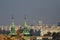 View of the tower of Saint Istvan Church rooftops of the historic Old Town of Budapest Hungary from a height