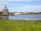 View of a tower and settlement Solovki. Solovetsky Islands