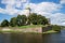 View of the tower of St. Olaf on a summer day. Vyborg Castle