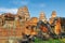 View of the towers of the famous Eastern Mebon, Cambodia. Ancient medieval Khmer building, landscape