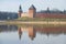 View of the towers of the Kremlin of Veliky Novgorod April evening. Russia