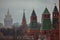 View of the towers of the Moscow Kremlin.