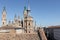 View of the towers of The Pilar Basilica in Zaragoza, Aragon, Spain