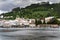 View of the town called Pontedeume in Galicia, Spain from the ot