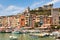 View of town and castle Portovenere from sea