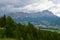 View of the town of Cortina d ampezzo in Dolomite Mountains