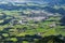 View on town of Furnas, located in the same name a civil parish in the municipality of Povoacao on the island of Sao Miguel in the