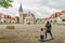 View at the Town hall place with Executioner statue and Basilica of St.Aegidius in Bardejov - Slovakia