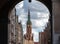 View of the Town Hall and tourists and local people strolling on the Long Lane at the Main Town Old Town in Gdansk