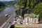 View of the town of Hrensko with the river Elbe, Czech Switzerland National Park