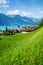 View on the town and Interlaken lake. Natural landscape. Landscape in the Switzerland